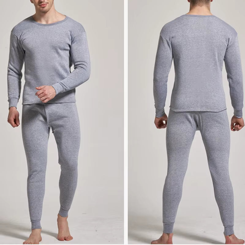 Men'S Winter plus Velvet Thermal Underwear Suit Sports Windproof Thickened Thermal Underwear Ski Underwear Suit Jacket + Pants