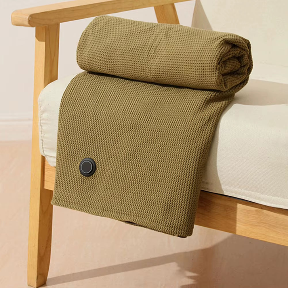 Wearable USB Electric Heated Blanket 3 Heating Levels Heated Shawl with 5000Mah Power Bank Portable Body Warmer Blanket