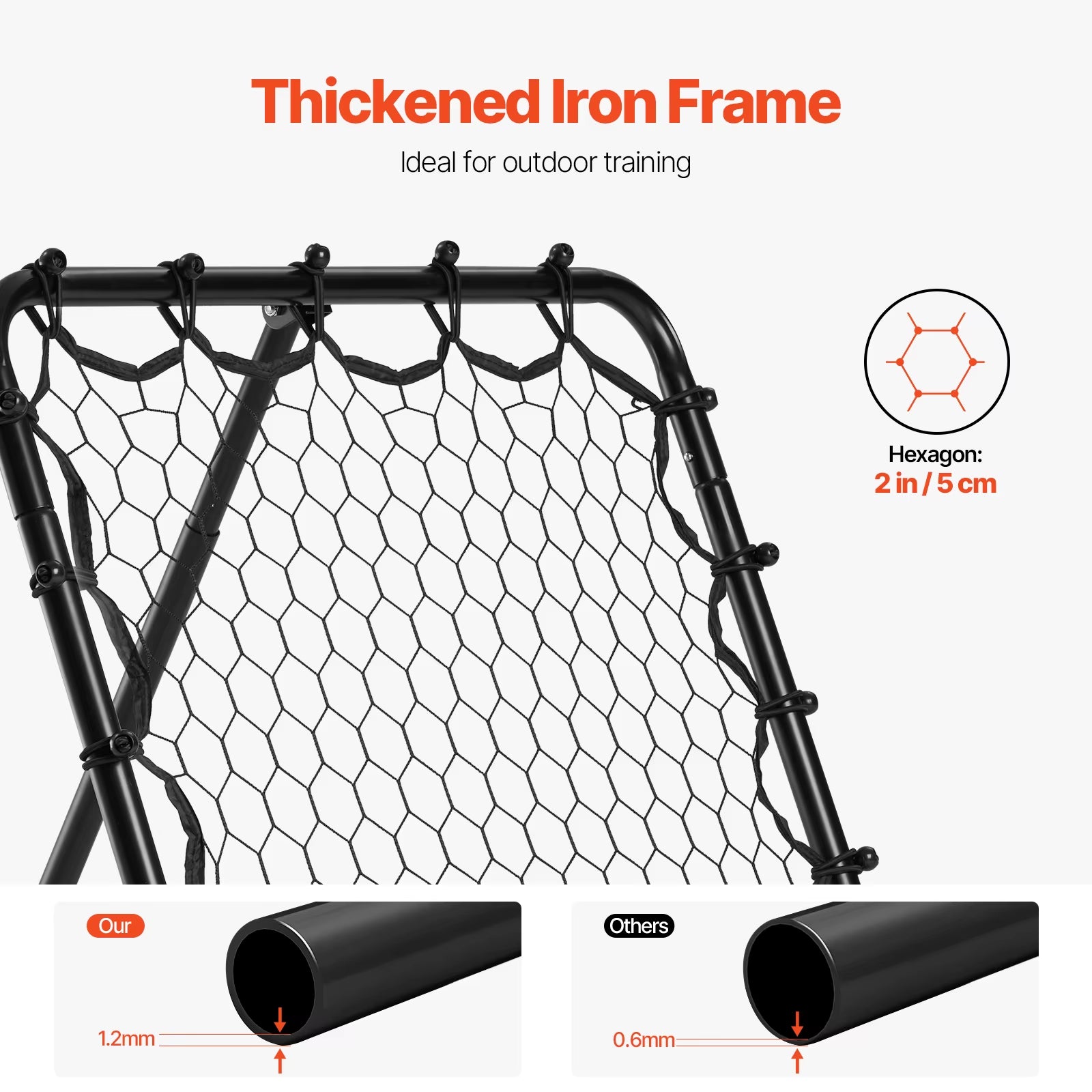 VEVOR 34"X34" Soccer Rebounder Rebound Net Kick-Back Portable Football Training Gifts Fully Adjustable Angles Goal Net
