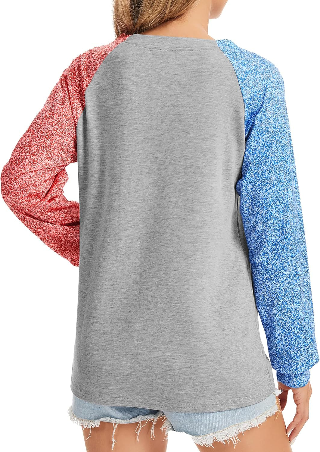 Womens Baseball Mom Shirt Long Sleeve Loose Comfy Patchwork Raglan Baseball Tees Tops