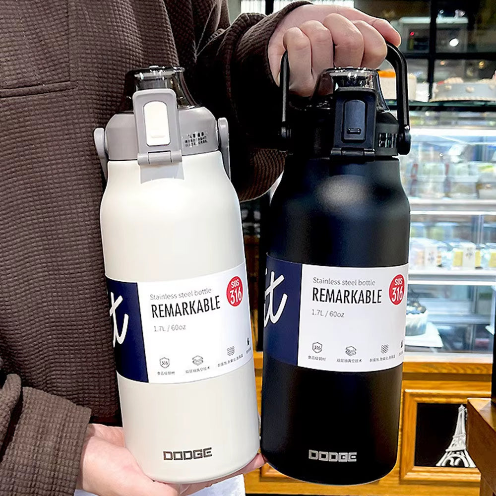 1300ML Thermal Water Bottle Large Capacity with Straw Stainless Steel Thermos Bottle Cold and Hot Water Bottle Sport Thermos Cup