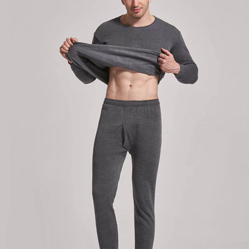 Men'S Winter plus Velvet Thermal Underwear Suit Sports Windproof Thickened Thermal Underwear Ski Underwear Suit Jacket + Pants