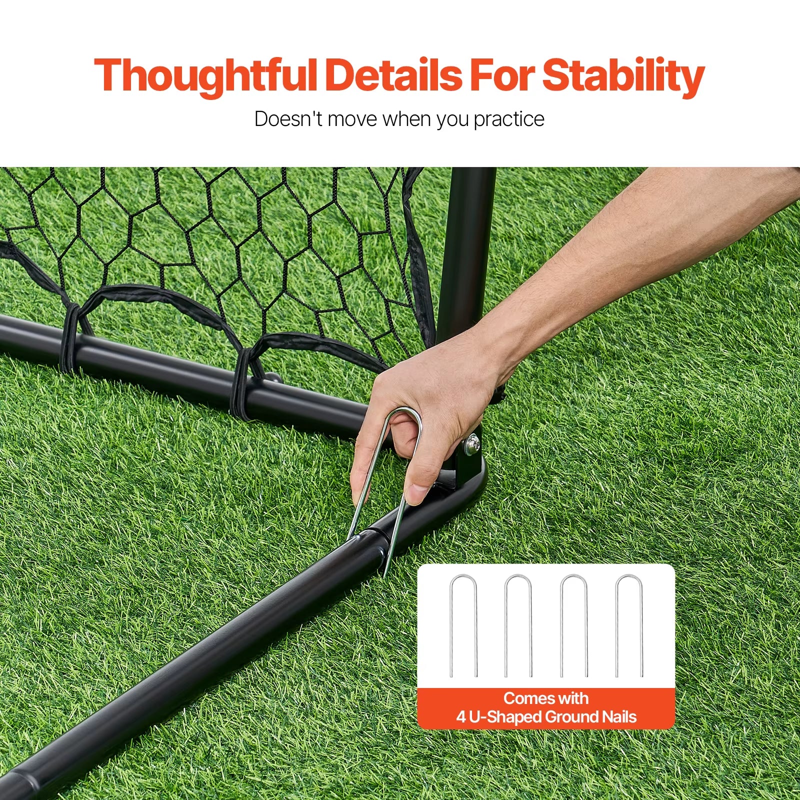 VEVOR 34"X34" Soccer Rebounder Rebound Net Kick-Back Portable Football Training Gifts Fully Adjustable Angles Goal Net