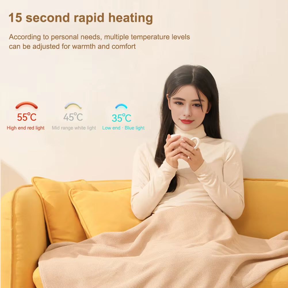 Wearable USB Electric Heated Blanket 3 Heating Levels Heated Shawl with 5000Mah Power Bank Portable Body Warmer Blanket