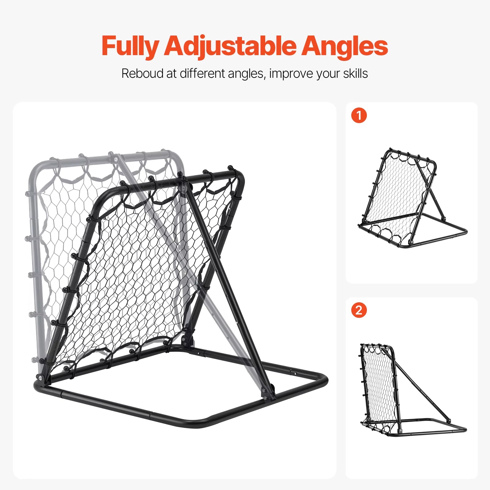 VEVOR 34"X34" Soccer Rebounder Rebound Net Kick-Back Portable Football Training Gifts Fully Adjustable Angles Goal Net