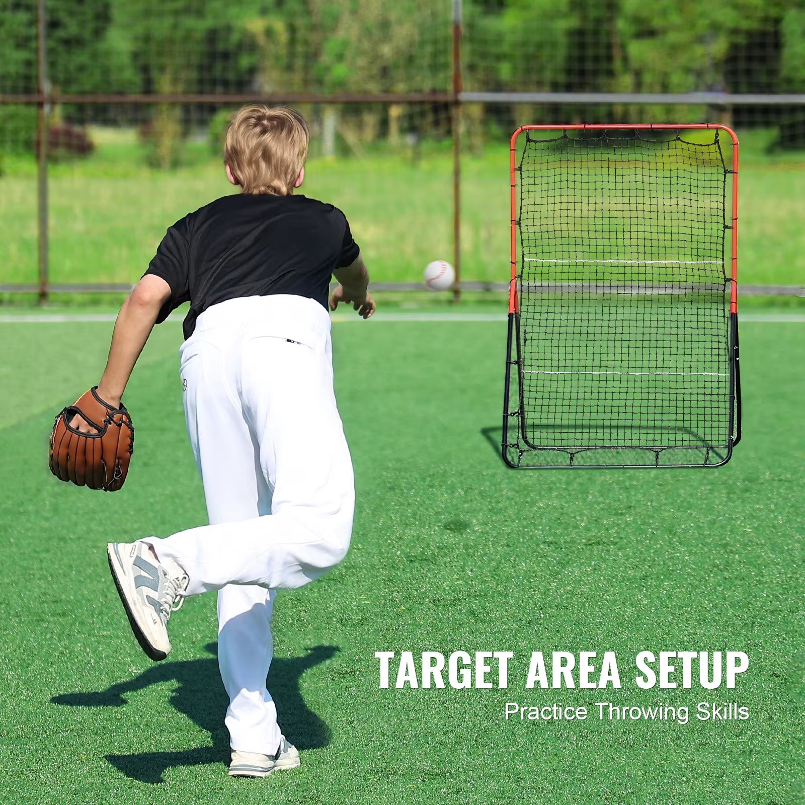 VEVOR Baseball and Softball Rebounder Net 3 X 4.5 Ft Pitchback Baseball Pitching Nest Three-Way Baseball Softball Pitchback Net