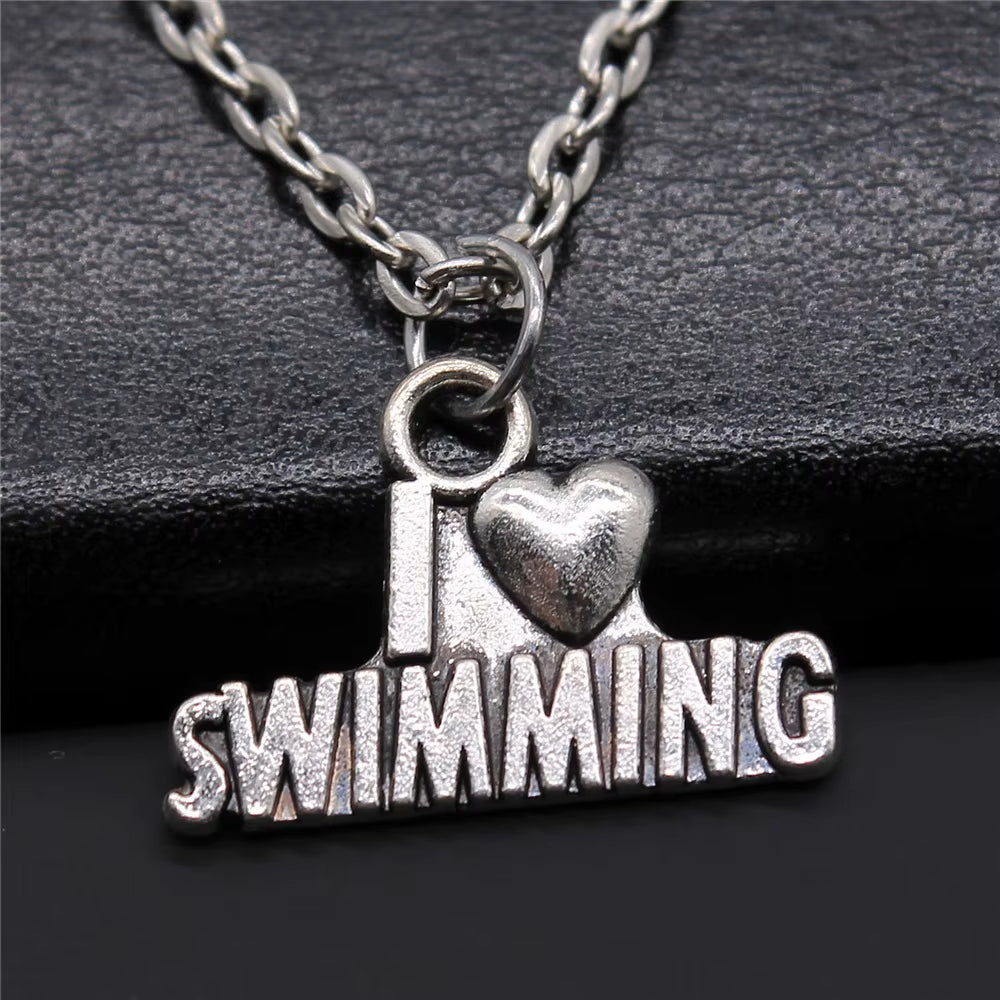 Vintage Antique Silver Color Sport Jewelry Necklace Volleyball Soccer Basketball Baseball Pendant Necklaces Metal Chain Gift