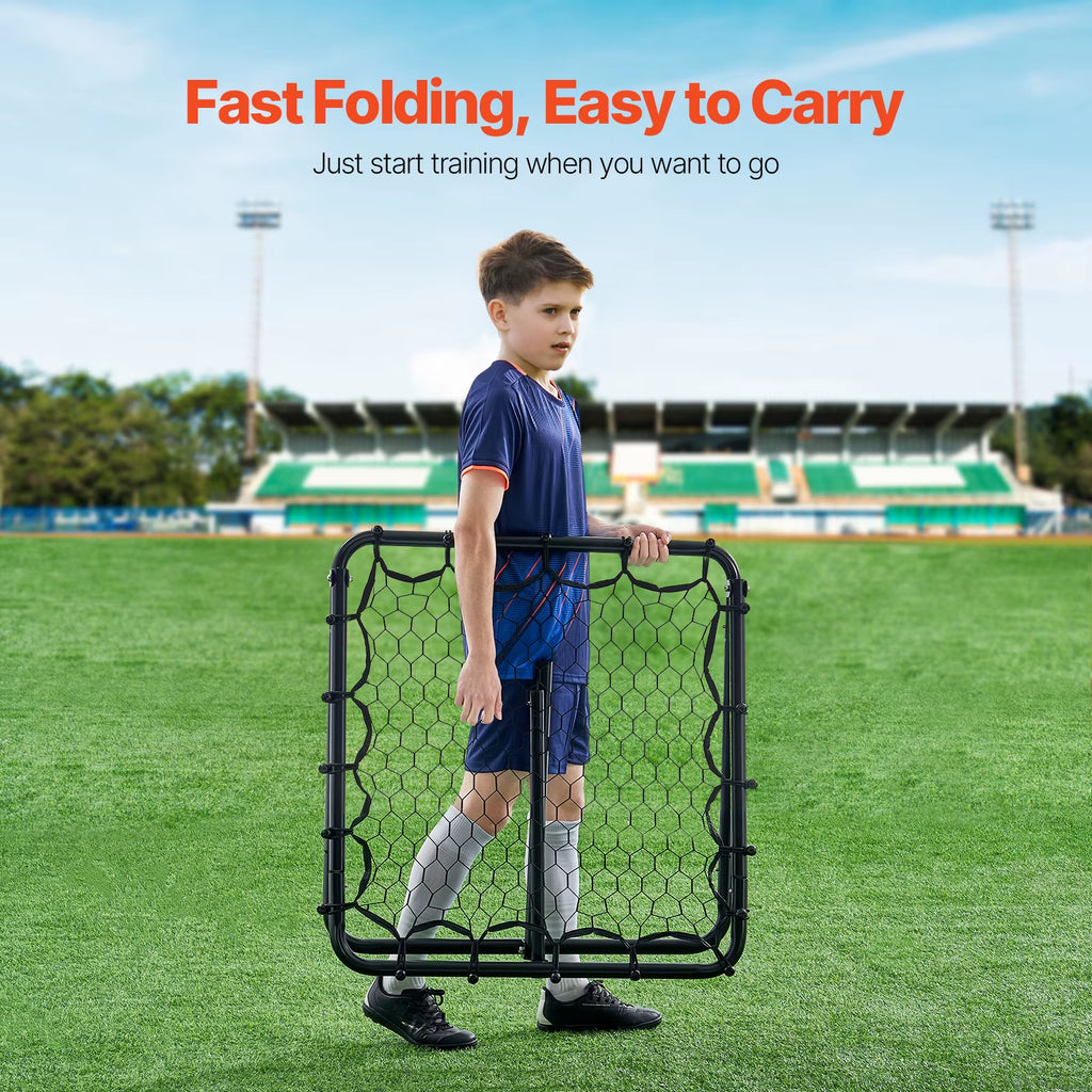 VEVOR 34"X34" Soccer Rebounder Rebound Net Kick-Back Portable Football Training Gifts Fully Adjustable Angles Goal Net