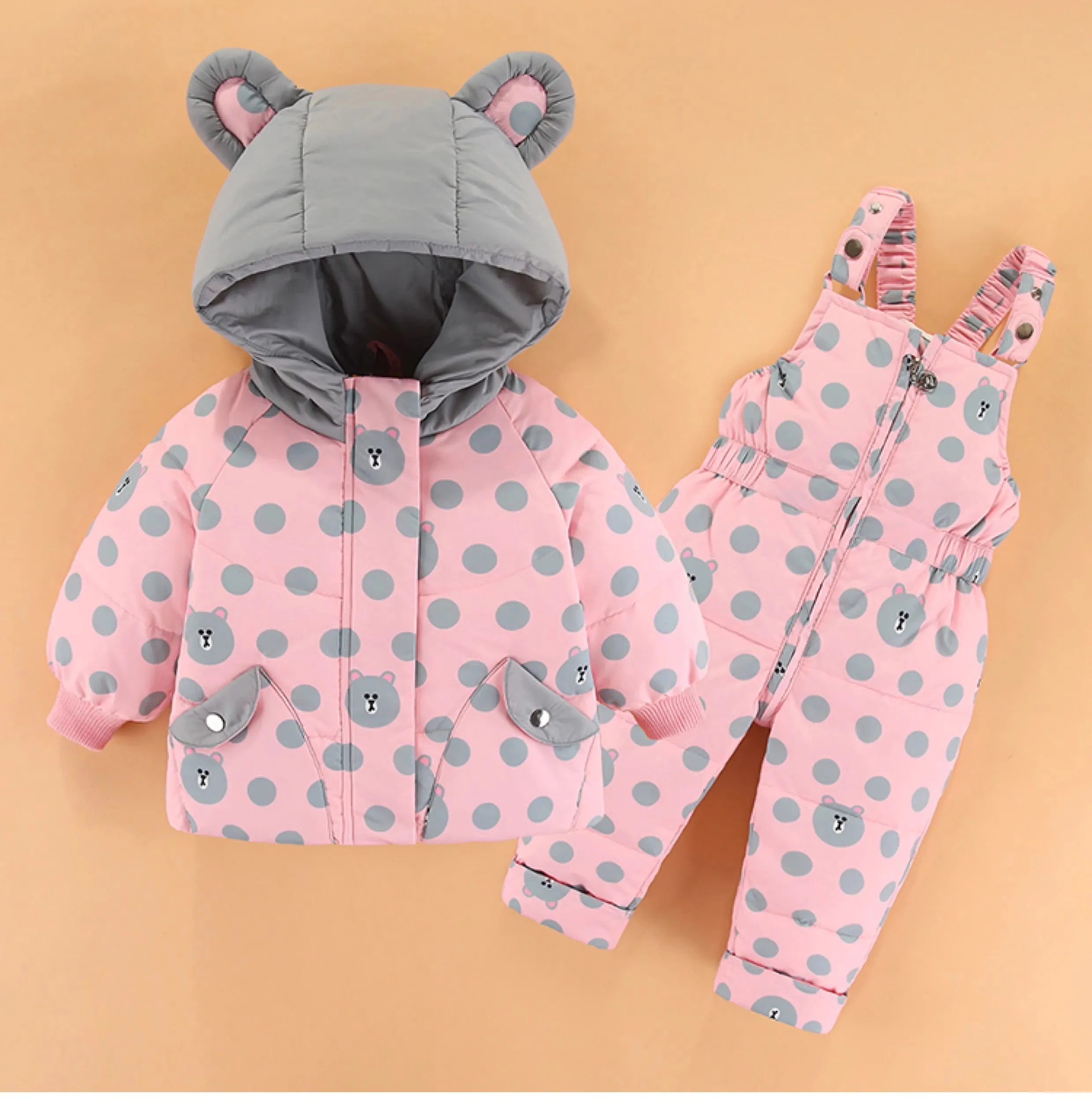 Russian Winter Suit for Children Baby Girl Duck down Jacket and Pants 2Pcs Warm Clothing Set Thermal Kids Clothes Snow Wear