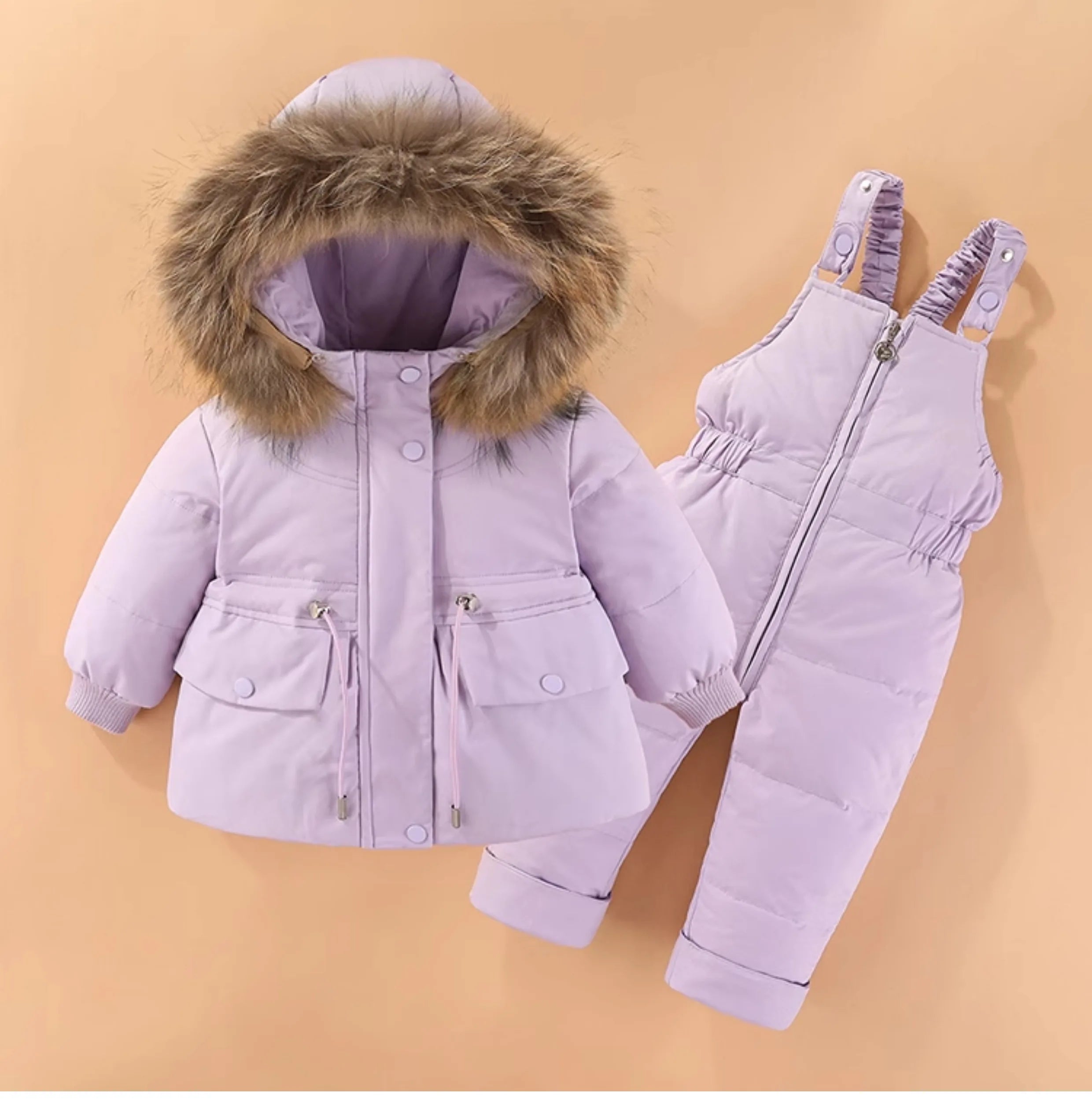 Russian Winter Suit for Children Baby Girl Duck down Jacket and Pants 2Pcs Warm Clothing Set Thermal Kids Clothes Snow Wear