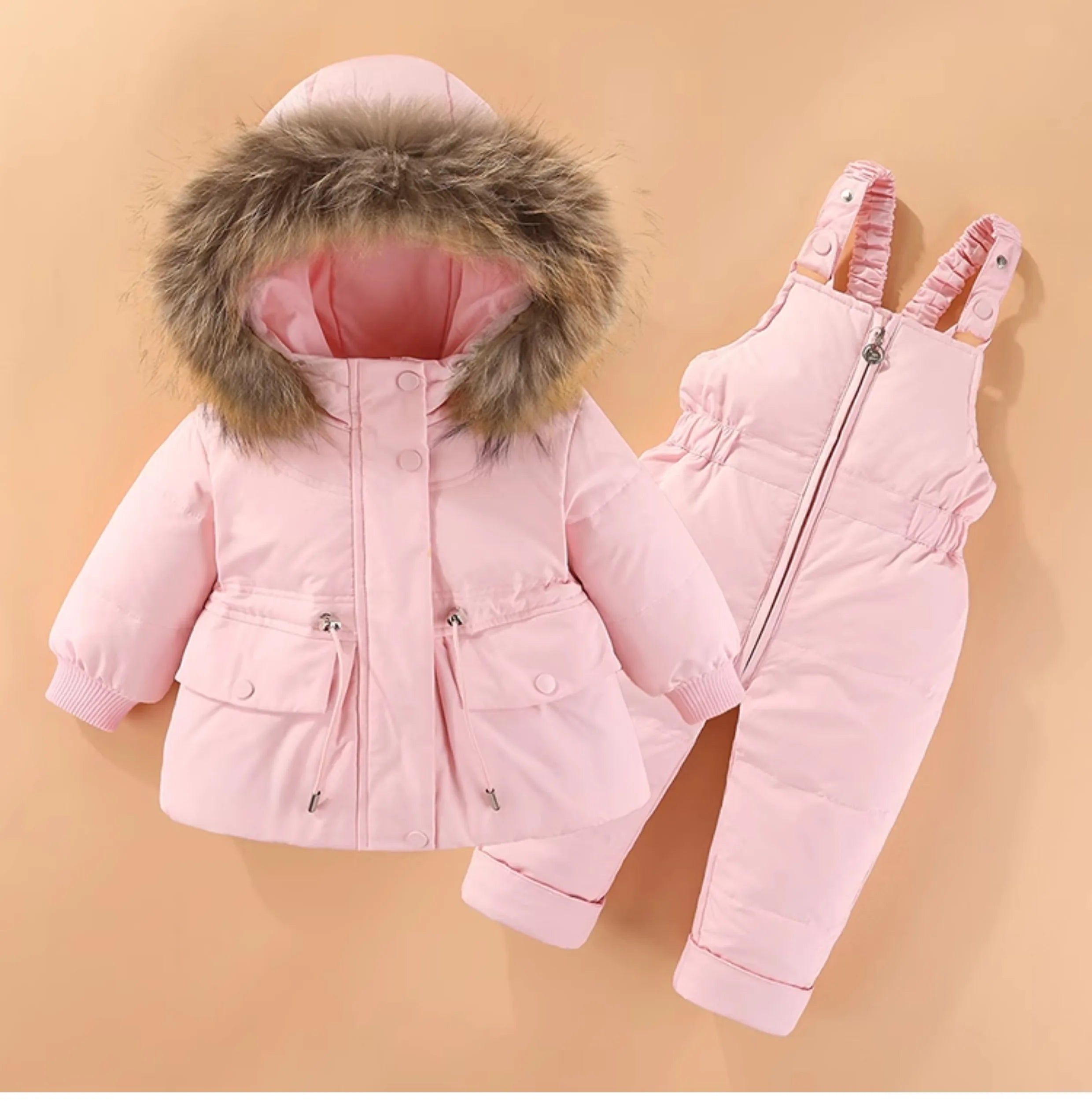 Russian Winter Suit for Children Baby Girl Duck down Jacket and Pants 2Pcs Warm Clothing Set Thermal Kids Clothes Snow Wear