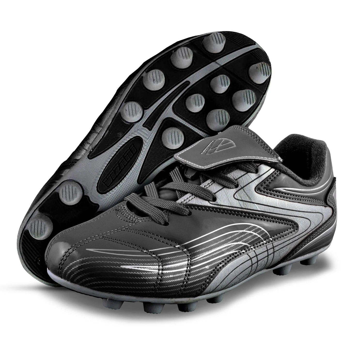 Youth Firm Ground Soccer Cleats – Comfortable, Durable Outdoor Soccer Shoes for Boys and Girls, Black, 3