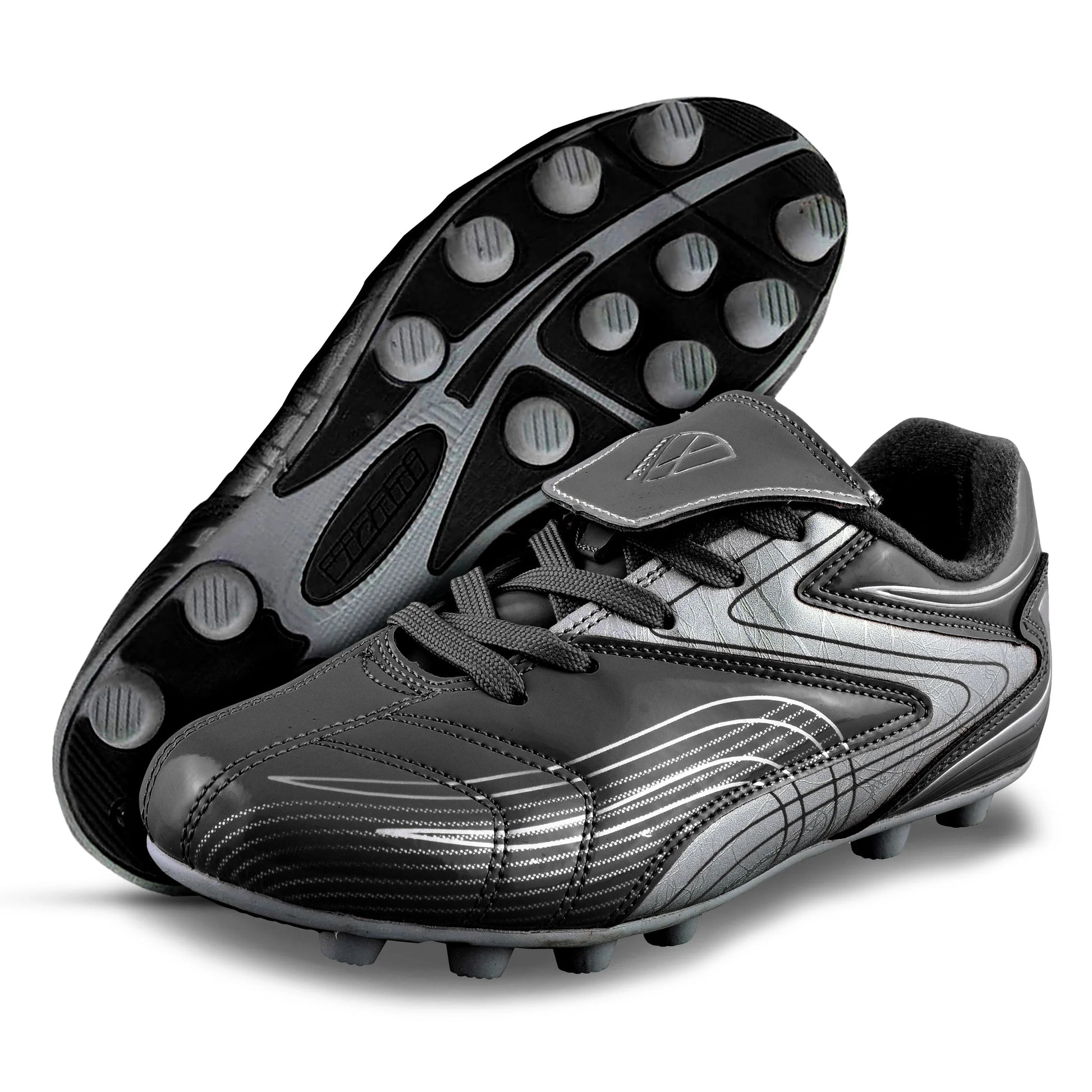 Youth Firm Ground Soccer Cleats – Comfortable, Durable Outdoor Soccer Shoes for Boys and Girls, Black, 3