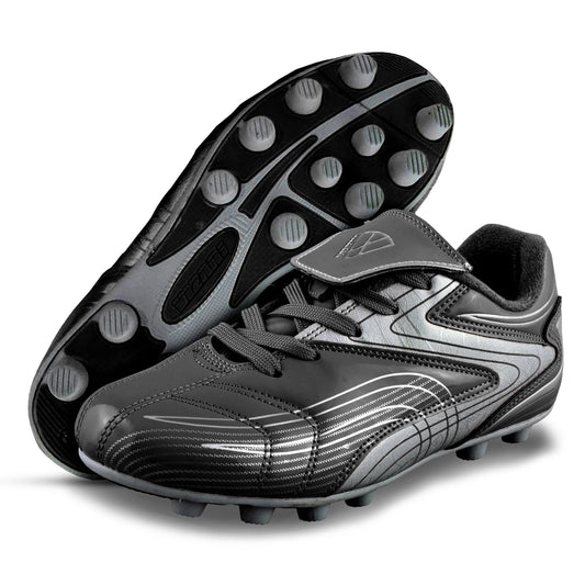 Youth Firm Ground Soccer Cleats – Comfortable, Durable Outdoor Soccer Shoes for Boys and Girls, Black, 3
