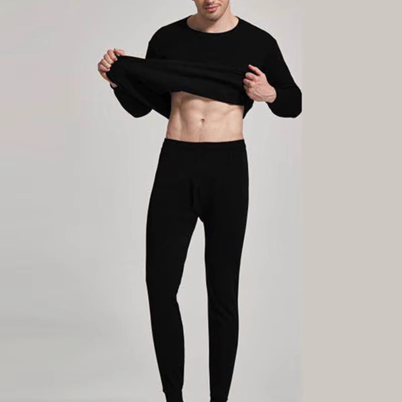 Men'S Winter plus Velvet Thermal Underwear Suit Sports Windproof Thickened Thermal Underwear Ski Underwear Suit Jacket + Pants