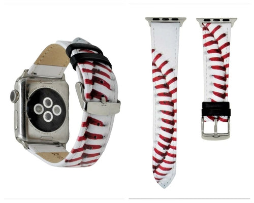 Baseball Leather Watch Band compatible with Series 1,2,3,4,5 and 6