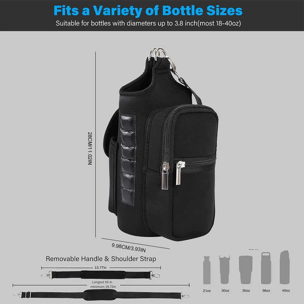 Magnetic Water Bottle Bag Sling Bag Crossbody Water Bottle Pouch Water Bottle Carrier Bag for Men Women Fitness Travel Sports