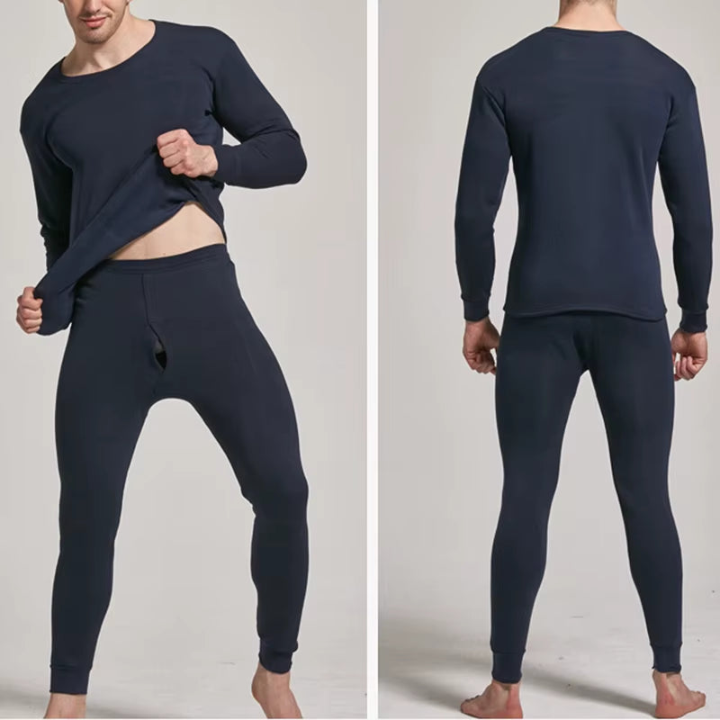 Men'S Winter plus Velvet Thermal Underwear Suit Sports Windproof Thickened Thermal Underwear Ski Underwear Suit Jacket + Pants