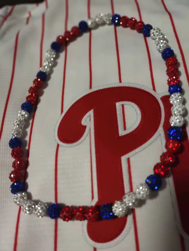 Baseball Necklace for Men Bling Baseball Necklace Rhinestone Ball Beaded Necklace Baseball Players Lovers Inspired Jewelry