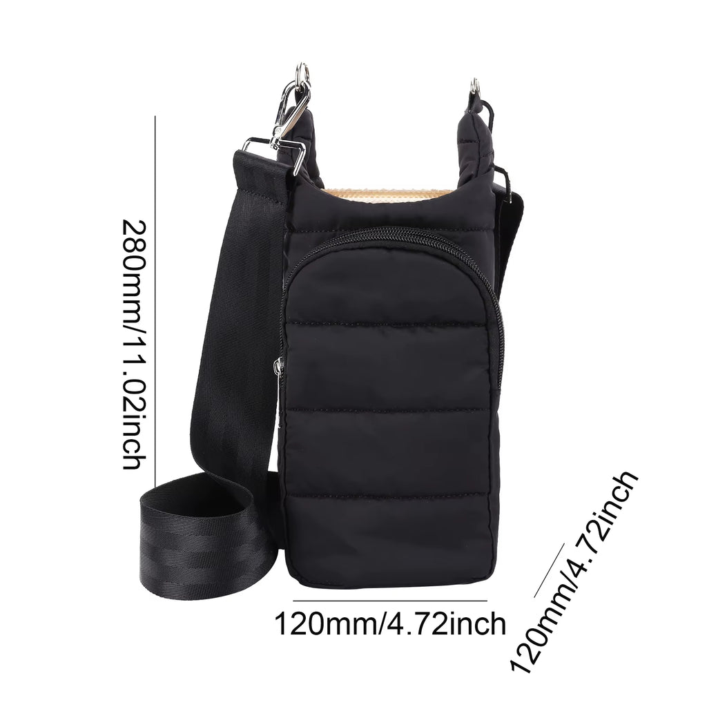 Water Bottle Holder Adjustable Wide Strap Water Bottle Carrier Portable Water Bottle Puffer Tote Soft for Outdoor Travel