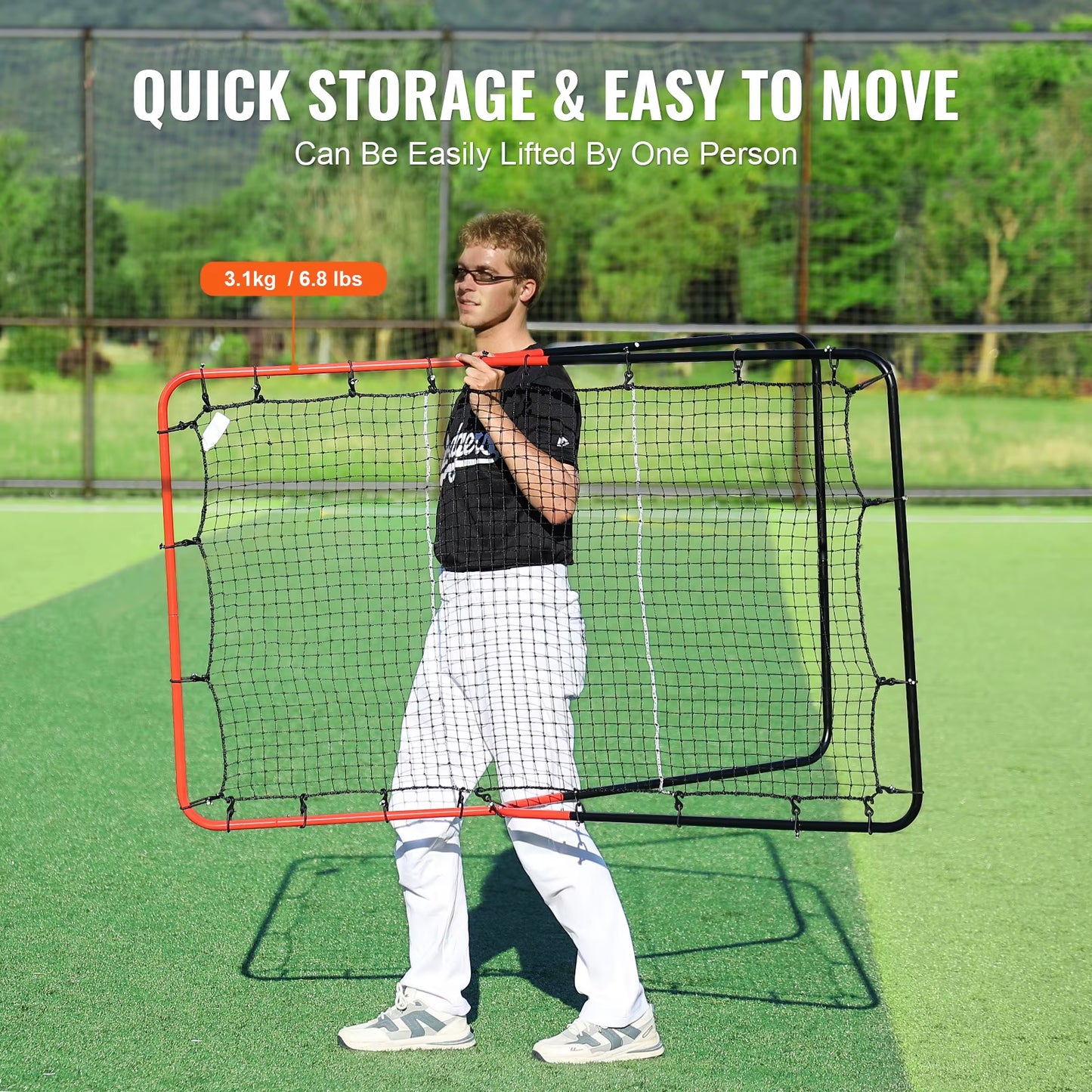 VEVOR Baseball and Softball Rebounder Net 3 X 4.5 Ft Pitchback Baseball Pitching Nest Three-Way Baseball Softball Pitchback Net