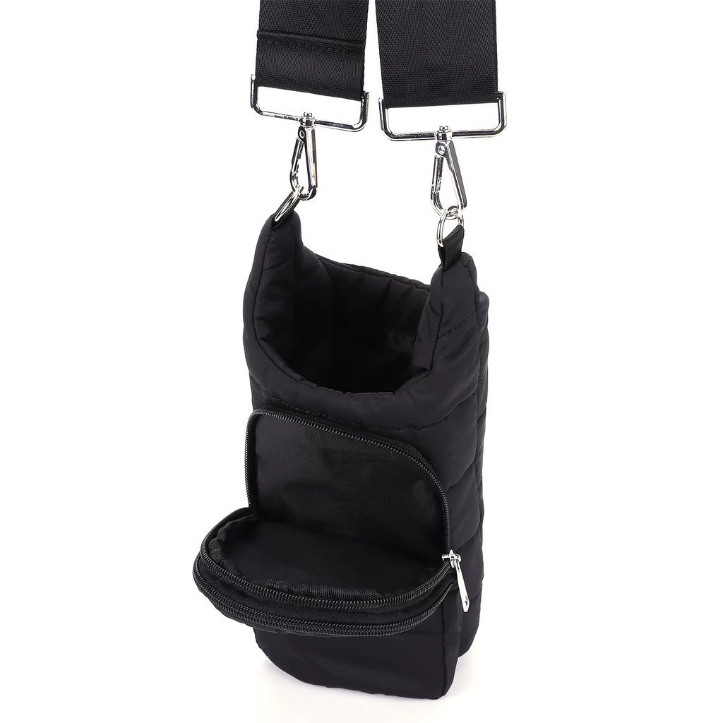 Water Bottle Holder Adjustable Wide Strap Water Bottle Carrier Portable Water Bottle Puffer Tote Soft for Outdoor Travel